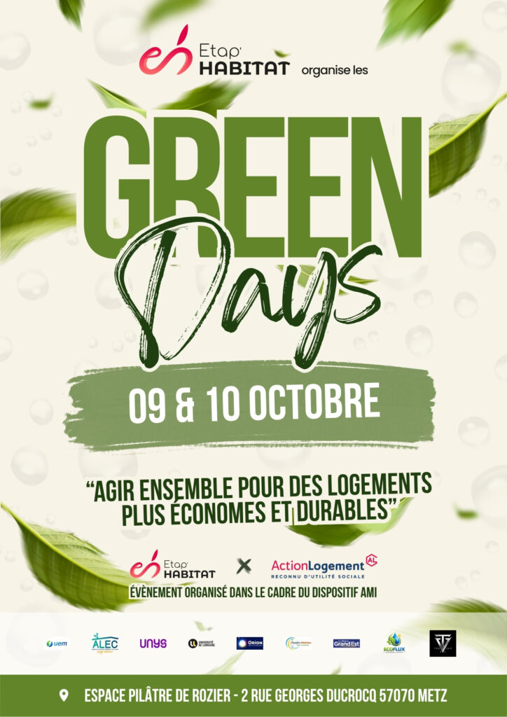 Affiche des Green Days organisés par Etap’HABITAT les 9 et 10 octobre 2026 à Metz
